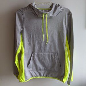 Danskin Now Hoodie - Grey with Neon Green Long Sleeve - Size S/Ch (4-6)
